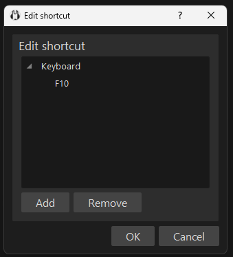 Edit Shortcut Window
