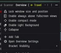 Shows how to get to overview settings in eve